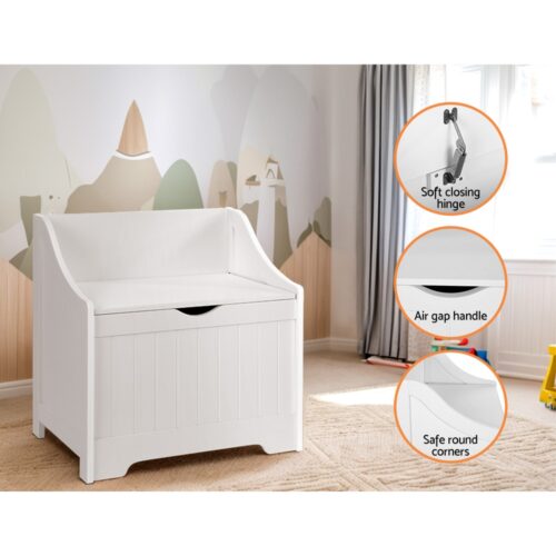 Keezi Kids Toy Box Chest Children Storage Clothes Toys Organiser Square - Image 6