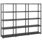 Storage Shelf 5-Tier Black 213x38x170cm Plastic