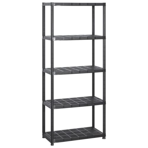 Storage Shelf 5-Tier Black 213x38x170cm Plastic - Image 2