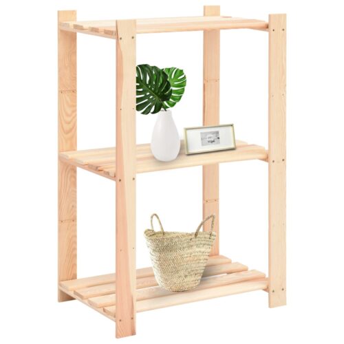 3-Tier Storage Racks 3pcs 60x38x90cm Solid Pine Wood 150KG - Image 2