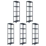 Storage Shelf Racks 5pcs Black 125KG 60x30x180cm Plastic