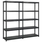 Storage Shelf 5-Tier Black 170x40x185cm Plastic