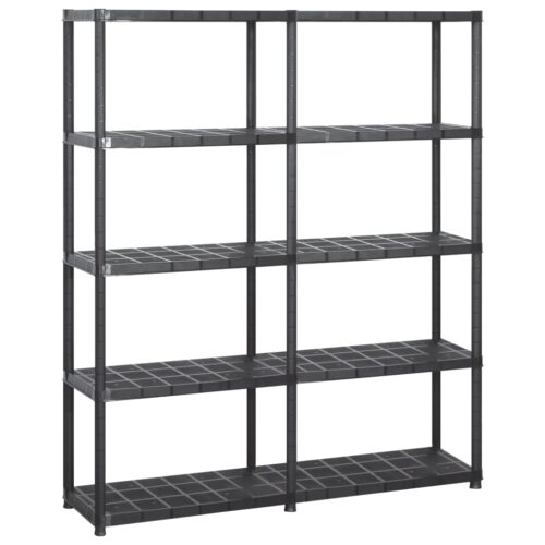 Storage Shelf 5-Tier Black 142x38x170cm Plastic