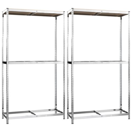 2-Layer Tire Racks 2pcs Silver 110x40x180cm Steel - Image 2
