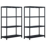 Storage Shelf Racks 2pcs Black 220KG 90x40x138cm Plastic