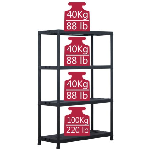 Storage Shelf Racks 2pcs Black 220KG 90x40x138cm Plastic - Image 7