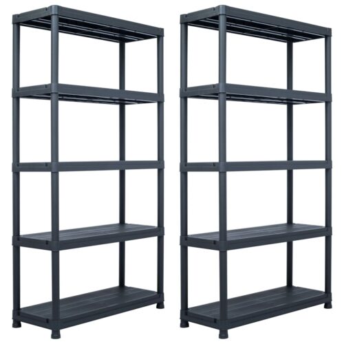 Storage Shelf Racks 2pcs Black 250KG 80x40x180cm Plastic