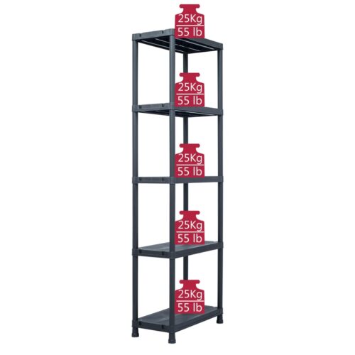 Storage Shelf Racks 2pcs Black 125KG 60x30x180cm Plastic - Image 8