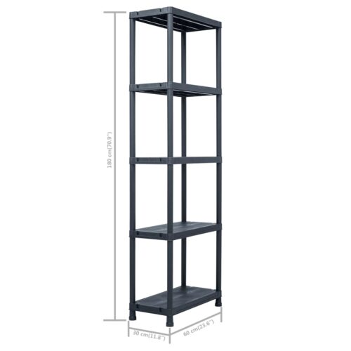 Storage Shelf Racks 2pcs Black 125KG 60x30x180cm Plastic - Image 9