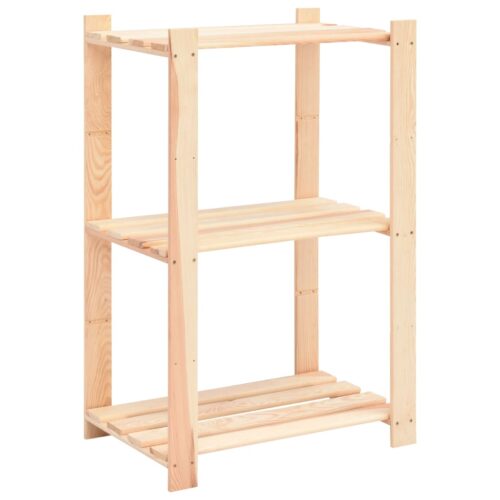 3-Tier Storage Rack 60x38x90cm Solid Pine Wood 150KG