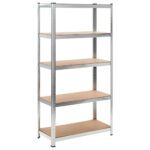 5-Layer Storage Shelf Silver Steel Engineered Wood