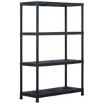 Storage Shelf Rack Black 220KG 90x40x138cm Plastic
