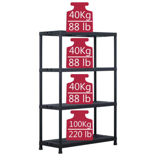 Storage Shelf Rack Black 220KG 90x40x138cm Plastic - Image 6