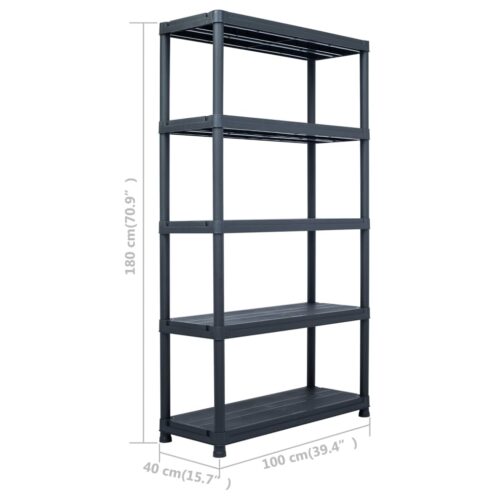 Storage Shelf Rack Black 220KG 90x40x138cm Plastic - Image 7