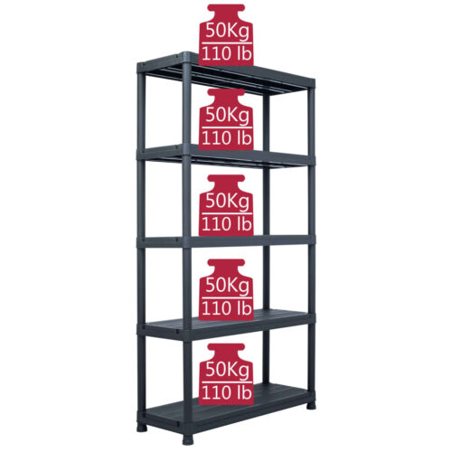 Storage Shelf Rack Black 250KG 80x40x180cm Plastic - Image 7