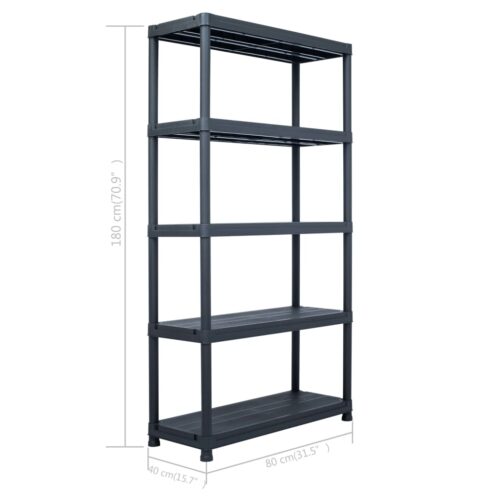 Storage Shelf Rack Black 250KG 80x40x180cm Plastic - Image 8