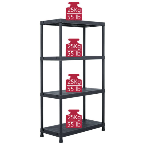 Storage Shelf Rack Black 100KG 60x30x138cm Plastic - Image 7