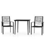3-Piece Garden Dining Set Black