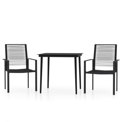 3-Piece Garden Dining Set Black