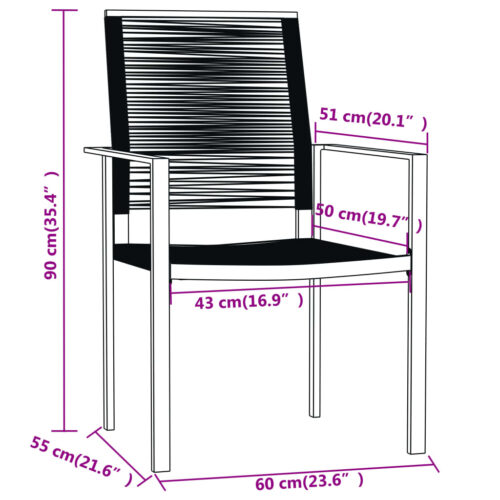 3-Piece Garden Dining Set Black - Image 7