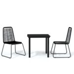 3-Piece Garden Dining Set Black