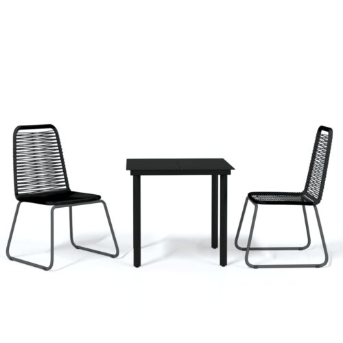 3-Piece Garden Dining Set Black
