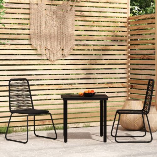 3-Piece Garden Dining Set Black - Image 8