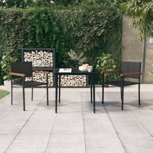 3-Piece Garden Dining Set Black - Image 7