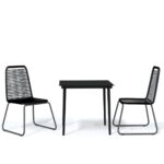 3-Piece Garden Dining Set Black
