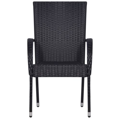 3-Piece Garden Dining Set Outdoor Patio Bistro Chairs Table Rattan Furniture Black - Image 5