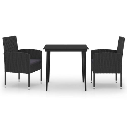 3-Piece Garden Dining Set Black
