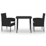 3-Piece Garden Dining Set Outdoor Patio Bistro Chairs Table Wooden Furniture