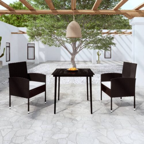 3-Piece Garden Dining Set Outdoor Patio Bistro Chairs Table Wooden Furniture - Image 8