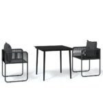 3-Piece Garden Dining Set Black