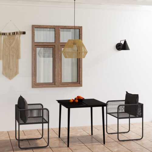3-Piece Garden Dining Set Black - Image 8