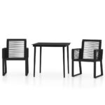 3-Piece Garden Dining Set Black
