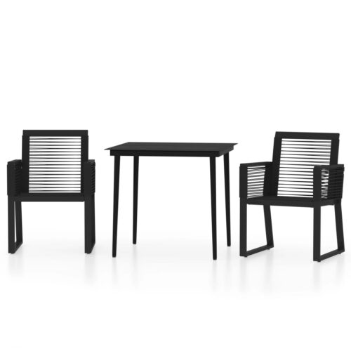 3-Piece Garden Dining Set Black