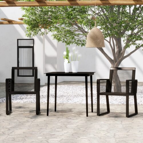 3-Piece Garden Dining Set Black - Image 8