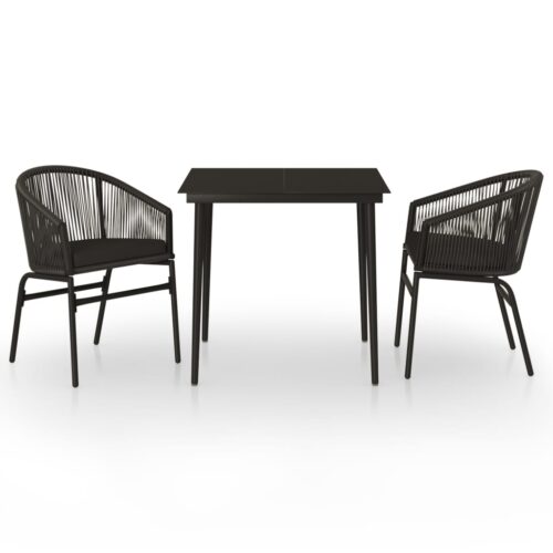 3-Piece Garden Dining Set Black