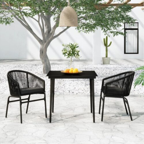 3-Piece Garden Dining Set Black - Image 8