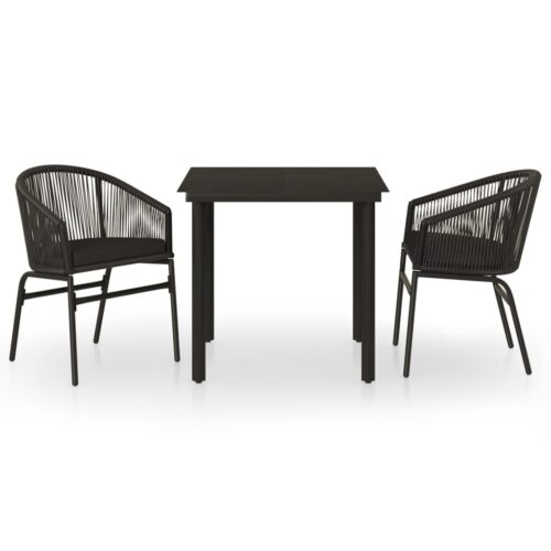 3-Piece Garden Dining Set Black