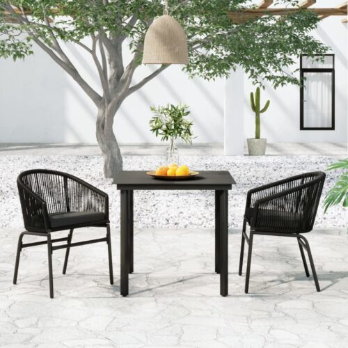 3-Piece Garden Dining Set Black - Image 8