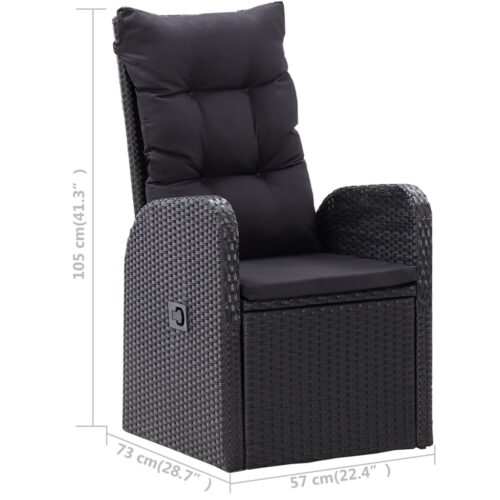 3-Piece Garden Dining Set Black - Image 9