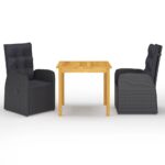 3-Piece Garden Dining Set Black