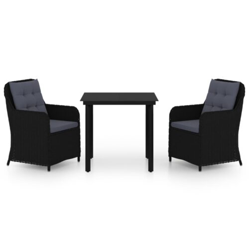 3-Piece Garden Dining Set Black