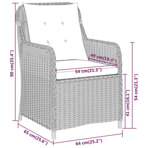 3-Piece Garden Dining Set Black - Image 7