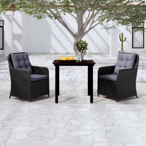 3-Piece Garden Dining Set Black - Image 9