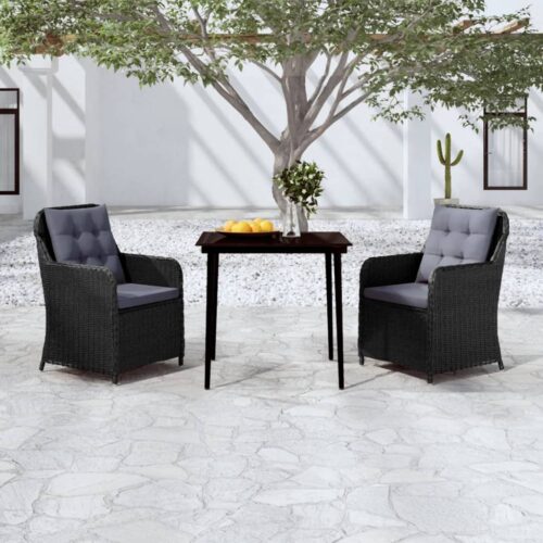 3-Piece Garden Dining Set Black - Image 9