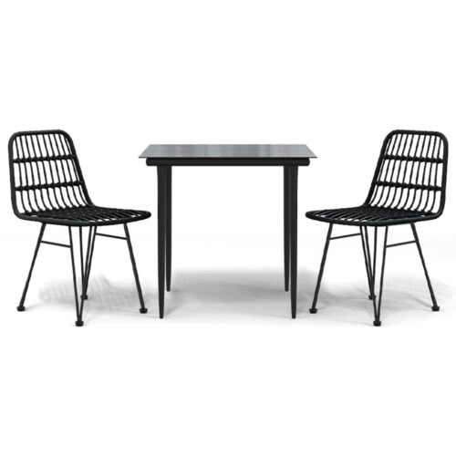 3-Piece Garden Dining Set Outdoor Patio Bistro Chairs Table Rattan Furniture