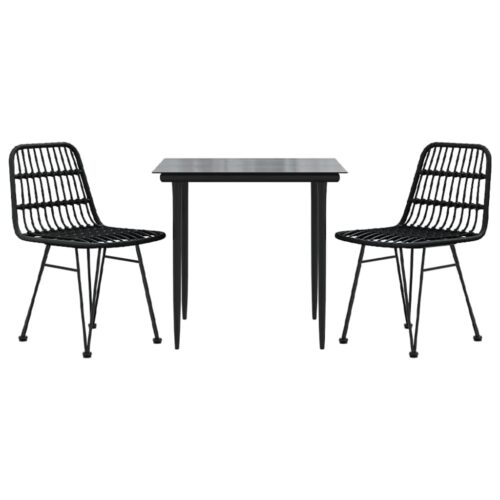 3-Piece Garden Dining Set Outdoor Patio Bistro Chairs Table Rattan Furniture - Image 2